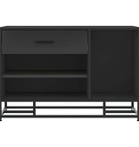 vidaXL Schoenenbank 80x40x53,5 cm bewerkt hout en metaal zwart