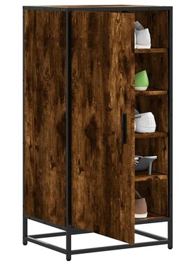 VidaXL Schoenenrek 48x38x97,5 cm bewerkt hout gerookt eikenkleurig