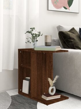VidaXL Bijzettafel 50x30x50 cm bewerkt hout bruin eikenkleur