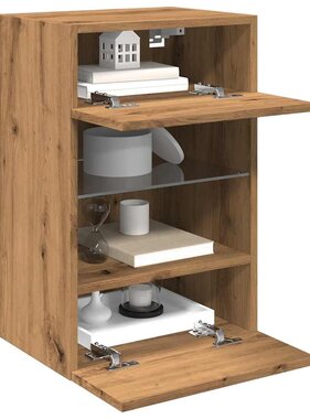 VidaXL Tv-wandmeubels met LED 2 st 40x30x60,5 cm artisanaal eikenkleur