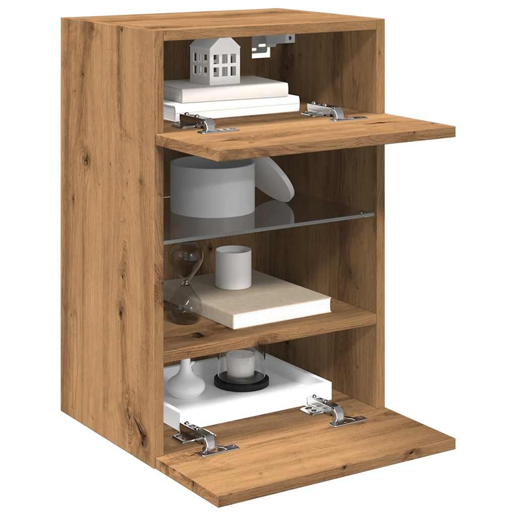 vidaXL Tv-wandmeubels met LED 2 st 40x30x60,5 cm artisanaal eikenkleur