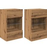 vidaXL Tv-wandmeubels met LED 2 st 40x30x60,5 cm artisanaal eikenkleur