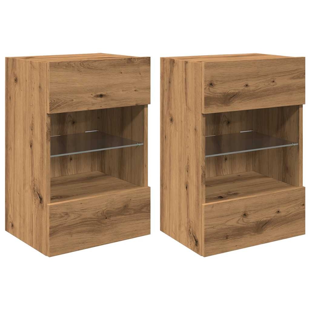 vidaXL Tv-wandmeubels met LED 2 st 40x30x60,5 cm artisanaal eikenkleur