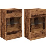 vidaXL Tv-wandmeubels met LED 2 st 40x30x60,5 cm oud houtkleurig