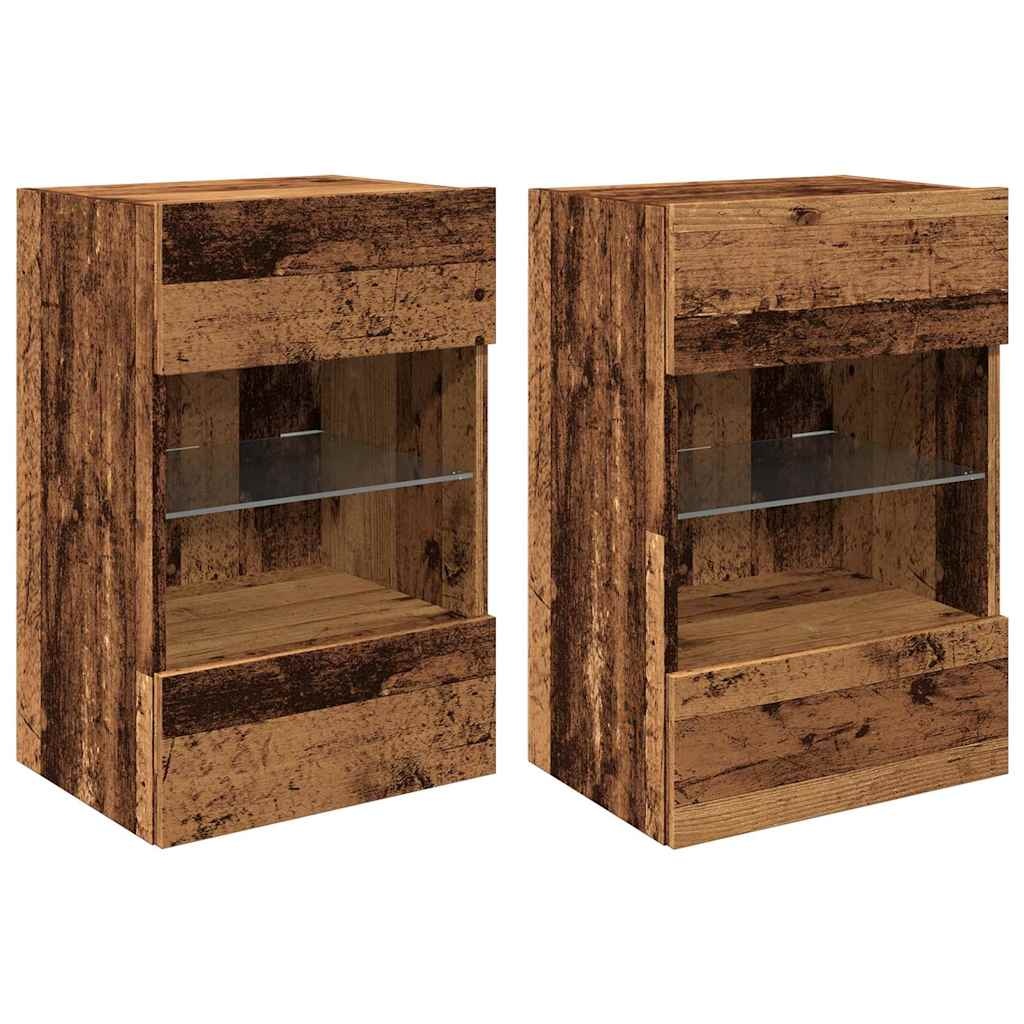 vidaXL Tv-wandmeubels met LED 2 st 40x30x60,5 cm oud houtkleurig