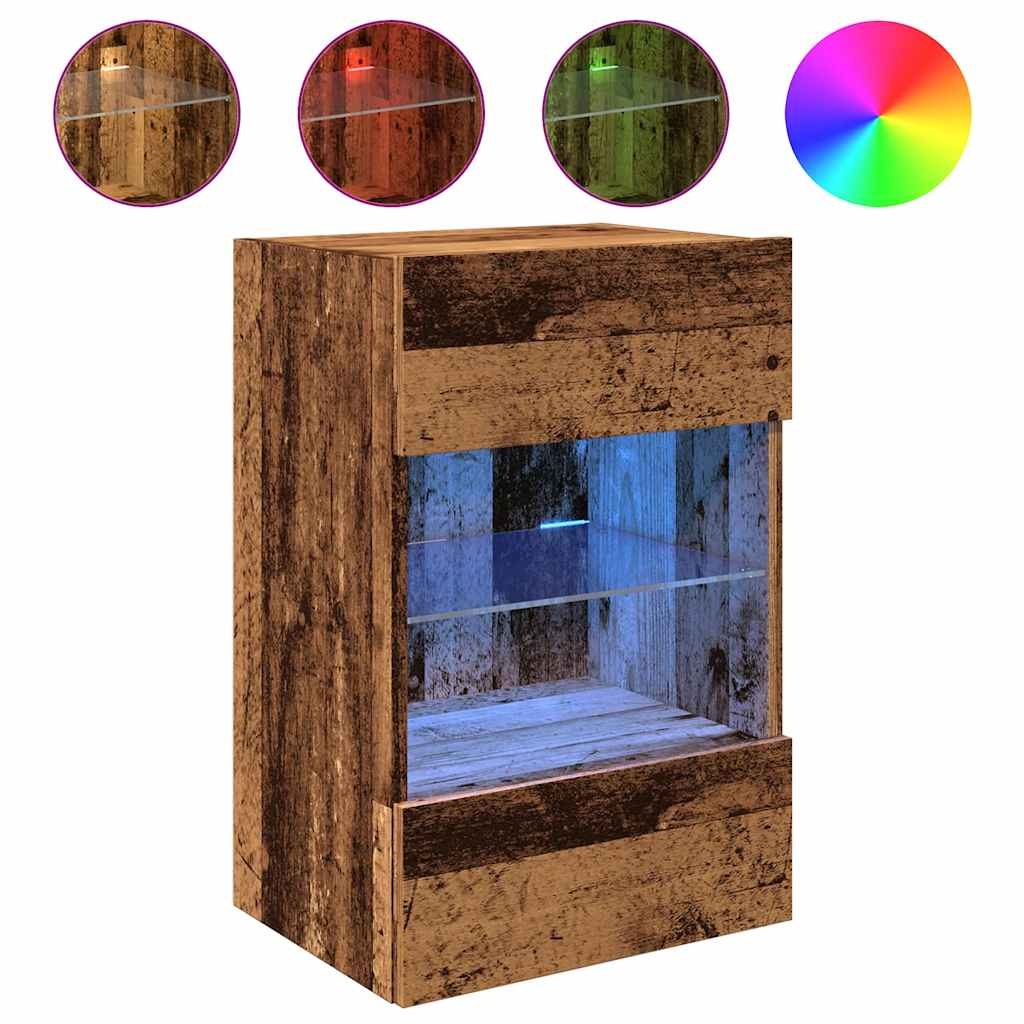 vidaXL Tv-wandmeubels met LED 2 st 40x30x60,5 cm oud houtkleurig