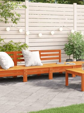 vidaXL Tuinbank 4-zits massief grenenhout wasbruin