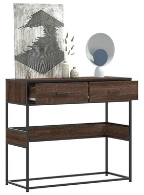 VidaXL Wandtafel 90x35x80 cm bewerkt hout bruin eikenkleur