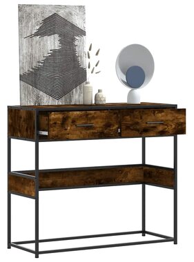 VidaXL Wandtafel 90x35x80 cm bewerkt hout gerookt eikenkleurig