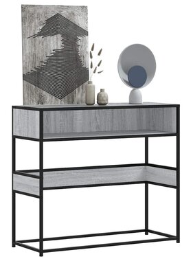VidaXL Wandtafel 90x35x80 cm bewerkt hout grijs sonoma eikenkleurig