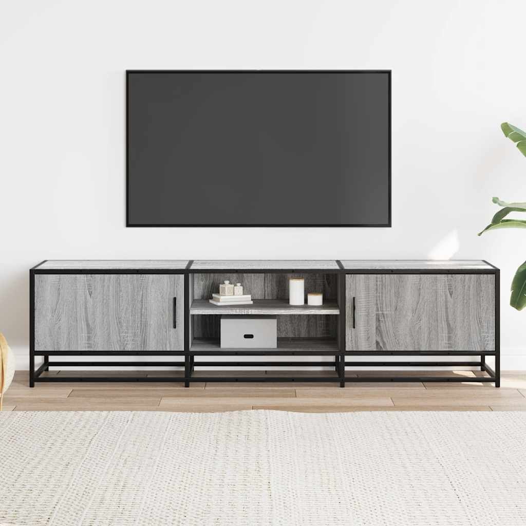 vidaXL Tv-meubel 160x35x41 cm bewerkt hout metaal grijs sonoma eiken