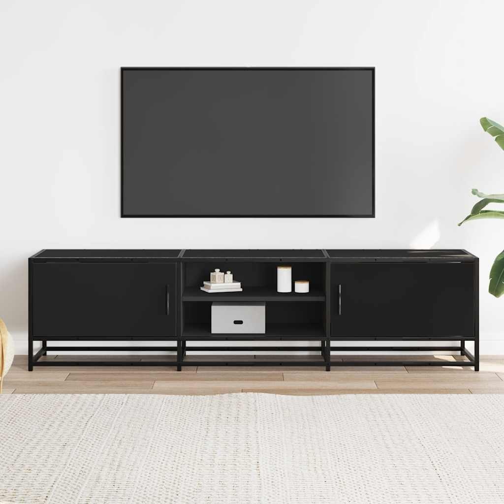 vidaXL Tv-meubel 160x35x41 cm bewerkt hout en metaal zwart