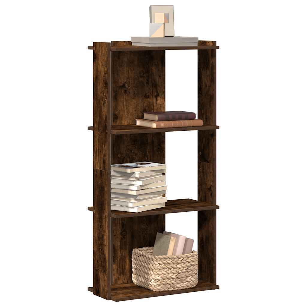 VidaXL Boekenkast 3-laags 60x30x120 cm bewerkt hout gerookt eikenkleur