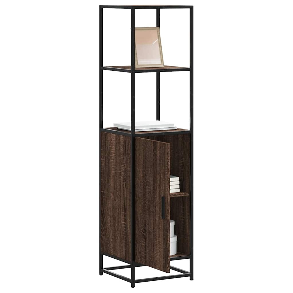 vidaXL Hoge kast 35,5x35x139 cm bewerkt hout en metaal bruin eiken