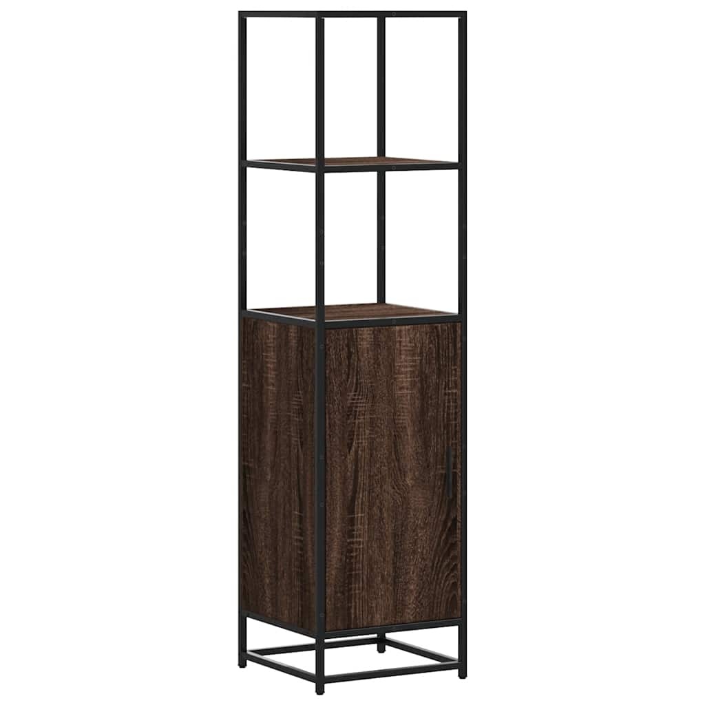 vidaXL Hoge kast 35,5x35x139 cm bewerkt hout en metaal bruin eiken