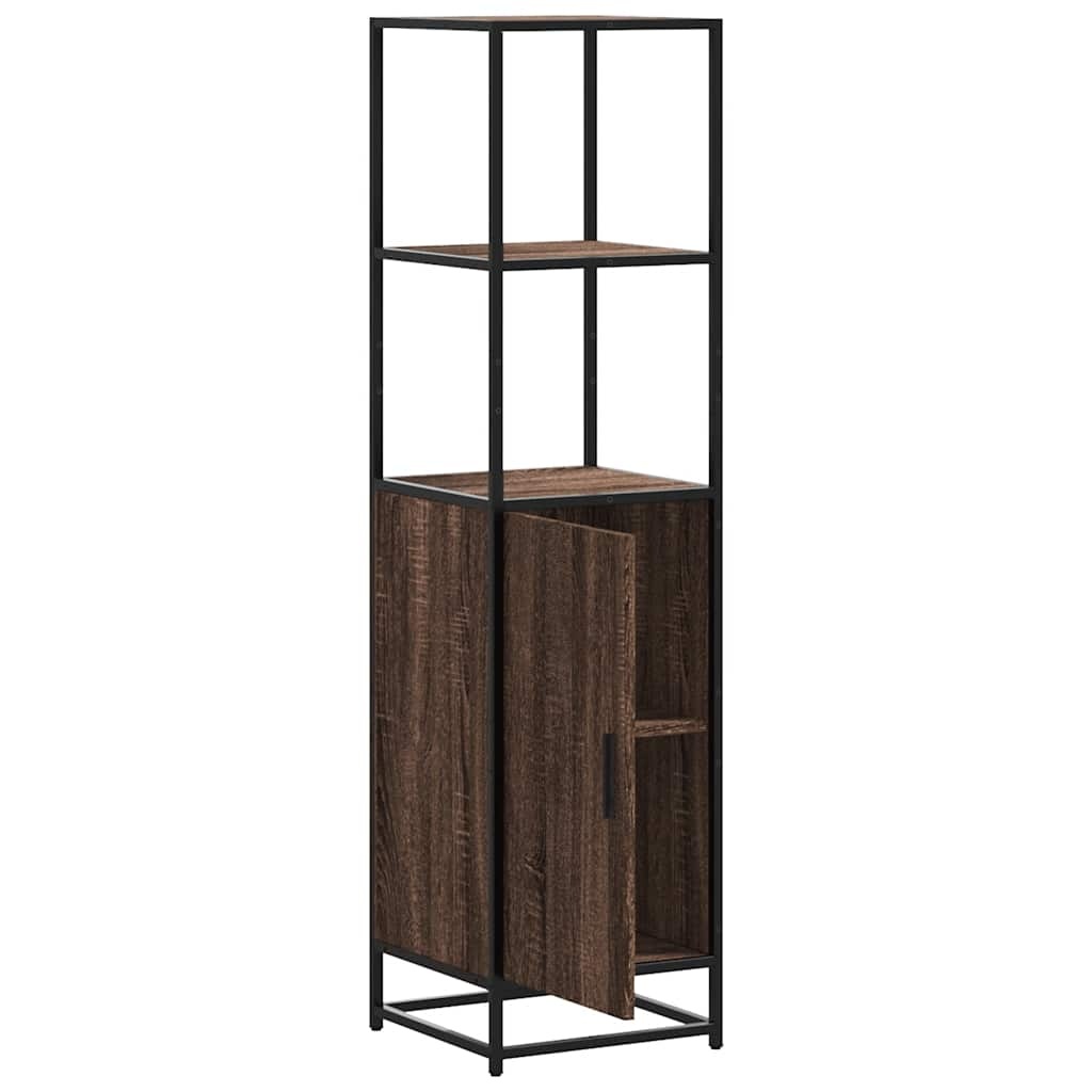 vidaXL Hoge kast 35,5x35x139 cm bewerkt hout en metaal bruin eiken