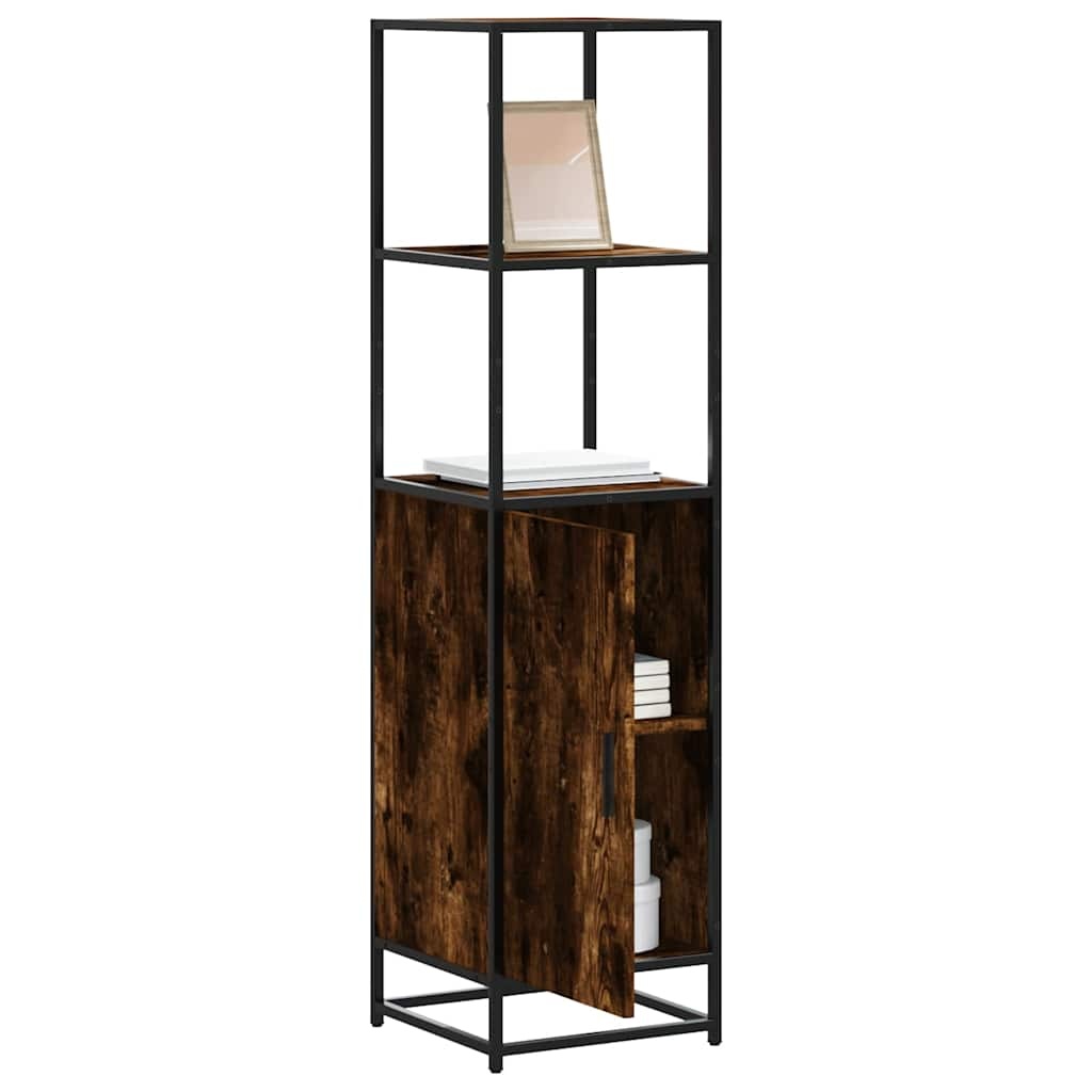 vidaXL Hoge kast 35,5x35x139 cm bewerkt hout en metaal gerookt eiken