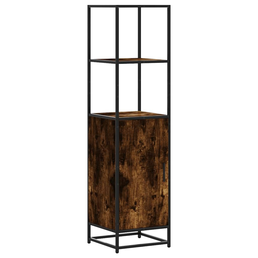vidaXL Hoge kast 35,5x35x139 cm bewerkt hout en metaal gerookt eiken