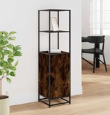 vidaXL Hoge kast 35,5x35x139 cm bewerkt hout en metaal gerookt eiken