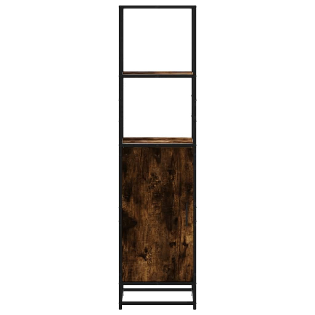 vidaXL Hoge kast 35,5x35x139 cm bewerkt hout en metaal gerookt eiken
