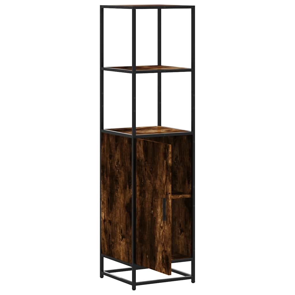 vidaXL Hoge kast 35,5x35x139 cm bewerkt hout en metaal gerookt eiken