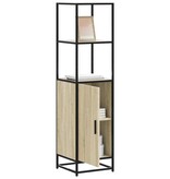 vidaXL Hoge kast 35,5x35x139 cm bewerkt hout en metaal sonoma eiken
