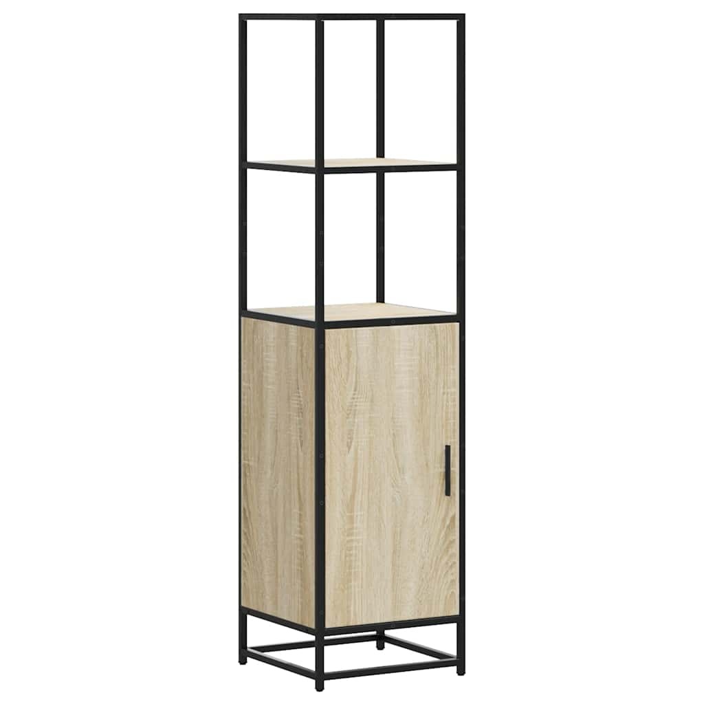 vidaXL Hoge kast 35,5x35x139 cm bewerkt hout en metaal sonoma eiken