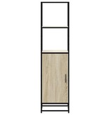 vidaXL Hoge kast 35,5x35x139 cm bewerkt hout en metaal sonoma eiken