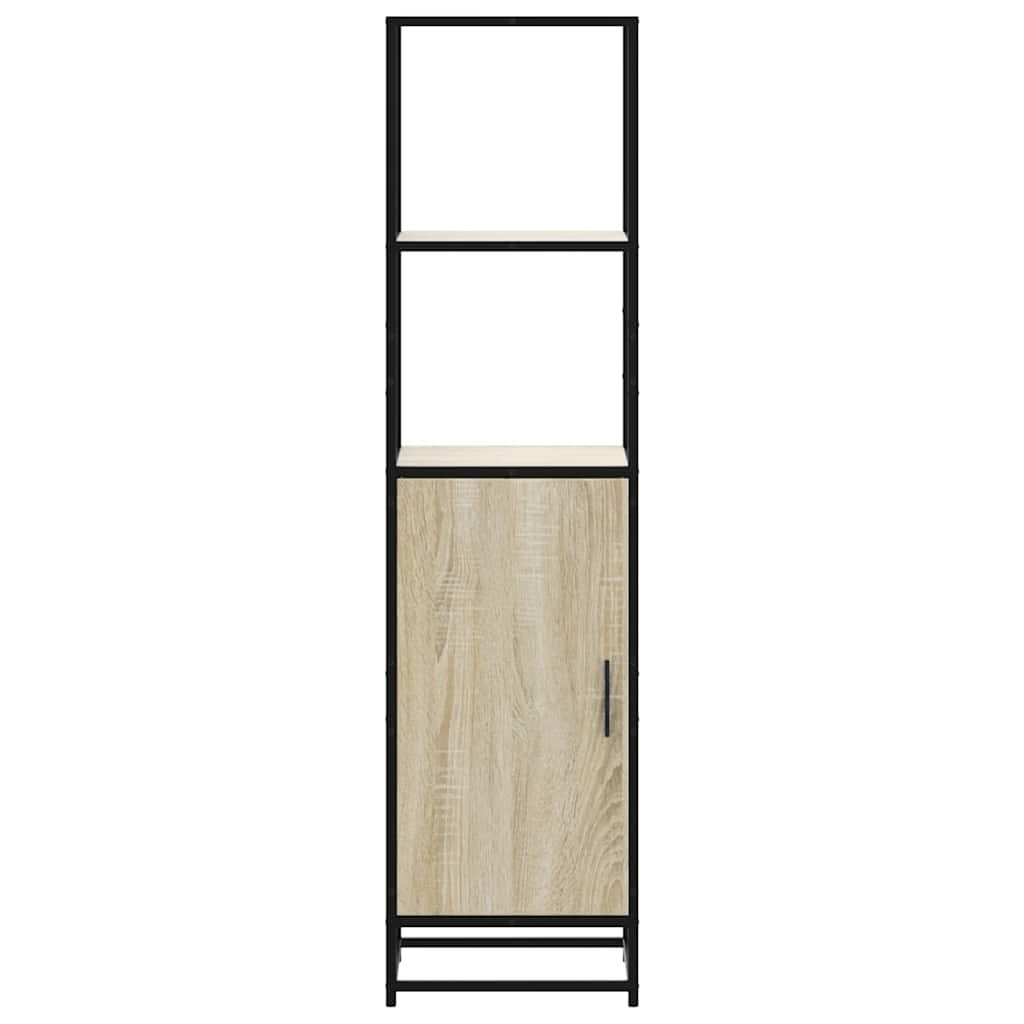vidaXL Hoge kast 35,5x35x139 cm bewerkt hout en metaal sonoma eiken