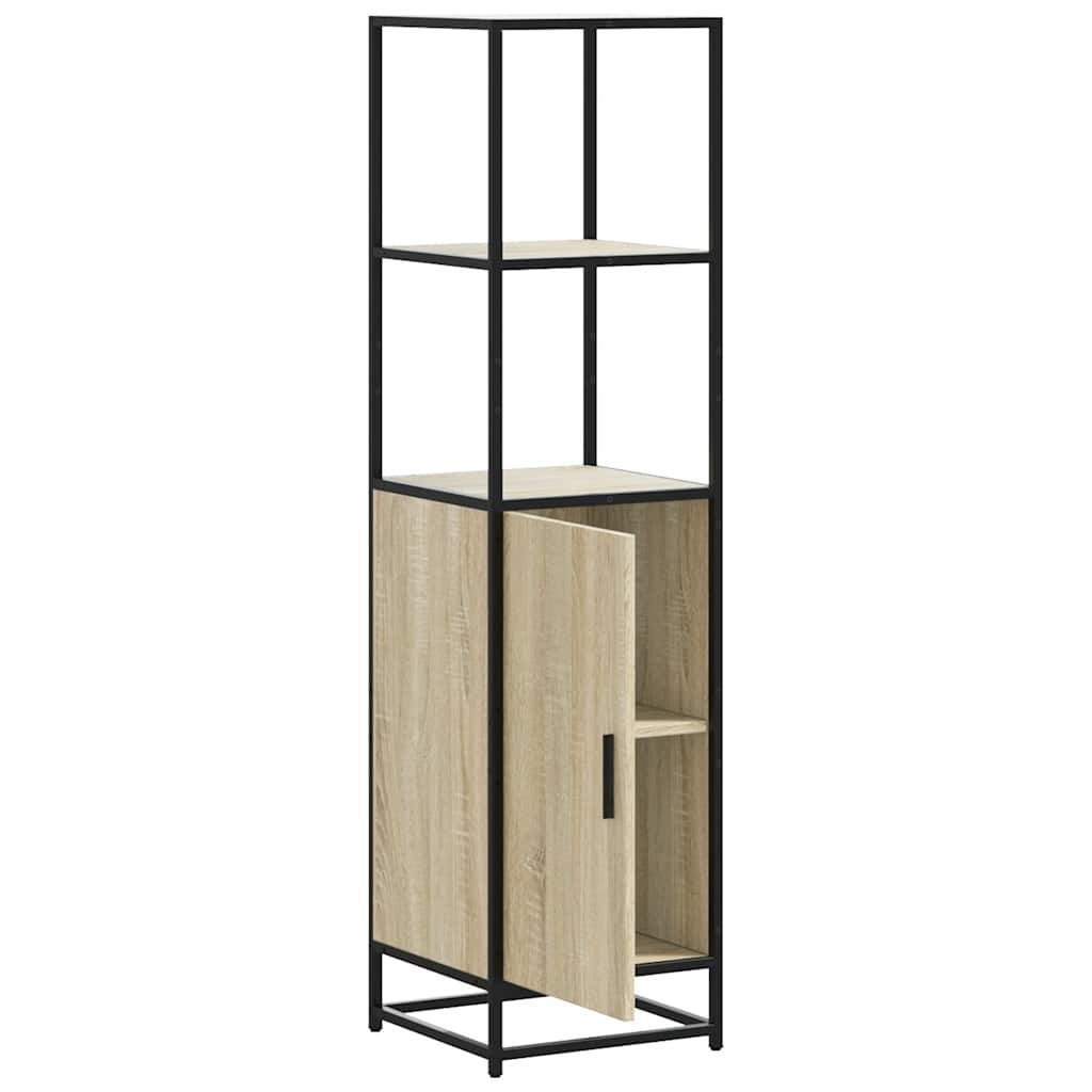 vidaXL Hoge kast 35,5x35x139 cm bewerkt hout en metaal sonoma eiken