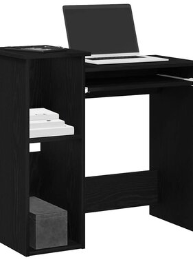 VidaXL Bureau met schappen 84x40x78 cm bewerkt hout zwart