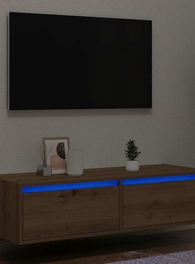 vidaXL Tv-meubel met LED-verlichting 100X35,5x25 cm artisanaal eiken