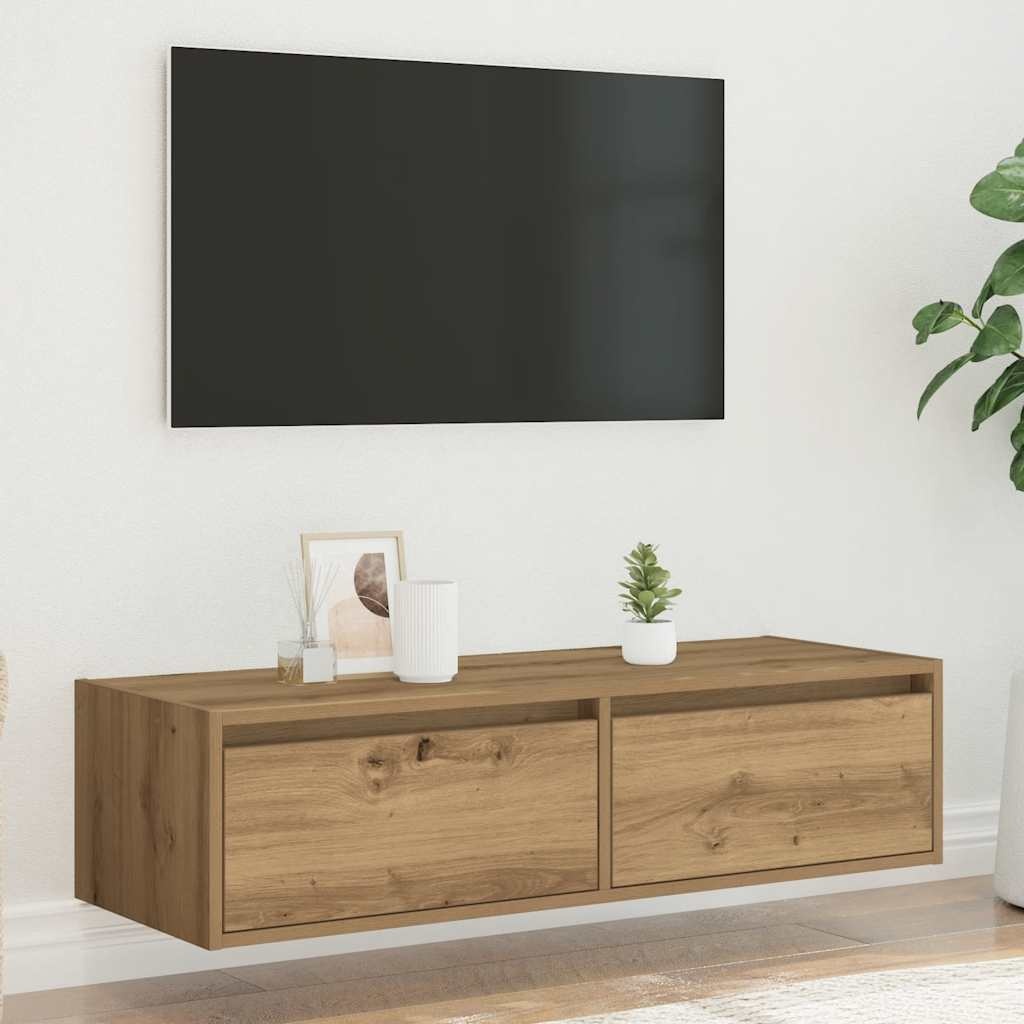 vidaXL Tv-meubel met LED-verlichting 100X35,5x25 cm artisanaal eiken
