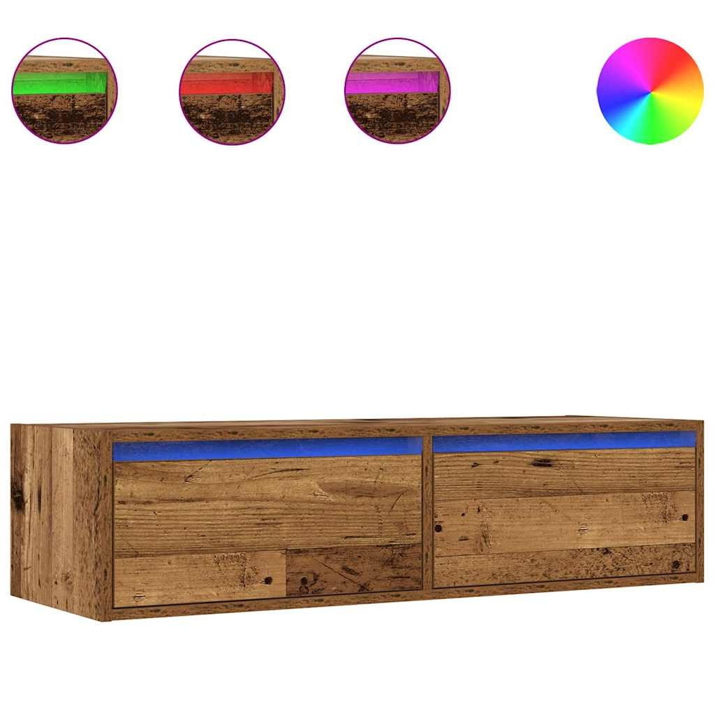 vidaXL Tv-meubel met LED-verlichting 100X35,5x25 cm oud houtkleurig