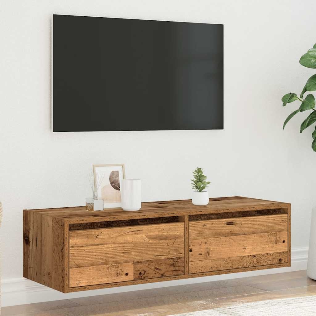 vidaXL Tv-meubel met LED-verlichting 100X35,5x25 cm oud houtkleurig