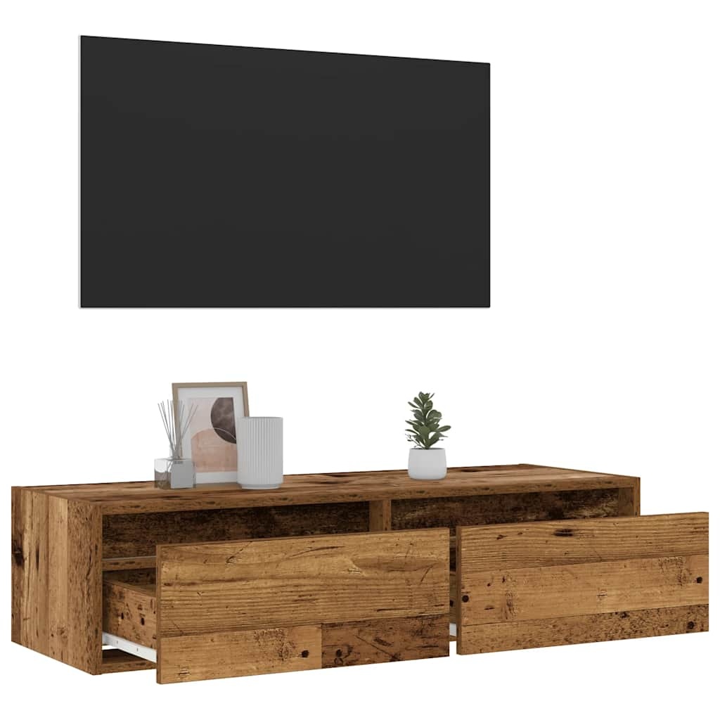 vidaXL Tv-meubel met LED-verlichting 100X35,5x25 cm oud houtkleurig