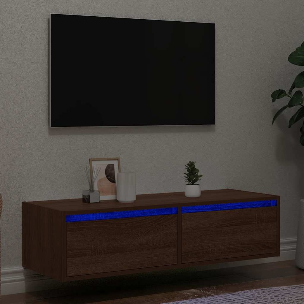 vidaXL Tv-meubel LED-verlichting 100X35,5x25 cm bruin eikenkleur
