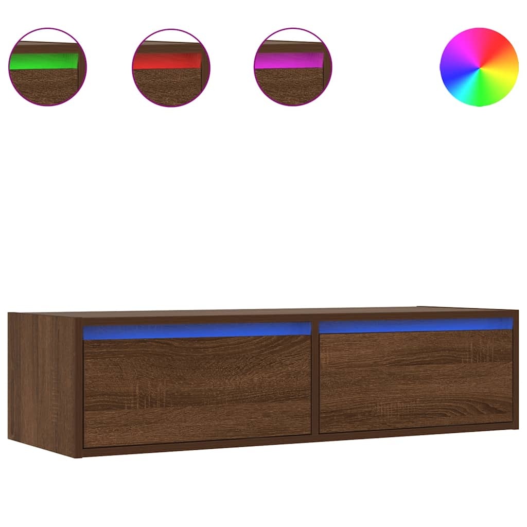 vidaXL Tv-meubel LED-verlichting 100X35,5x25 cm bruin eikenkleur