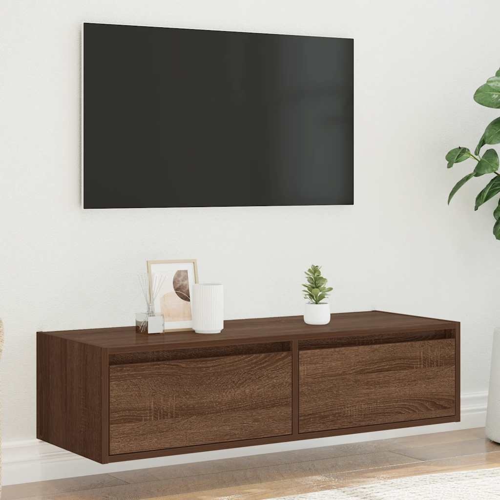 vidaXL Tv-meubel LED-verlichting 100X35,5x25 cm bruin eikenkleur