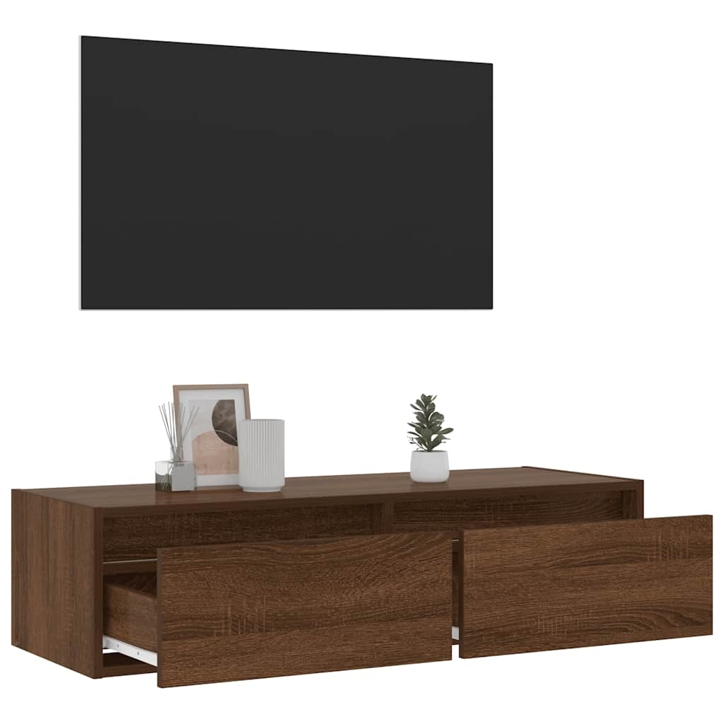 vidaXL Tv-meubel LED-verlichting 100X35,5x25 cm bruin eikenkleur