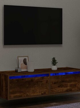 VidaXL Tv-meubel met LED-verlichting 100X35,5x25 cm gerookt eikenkleur