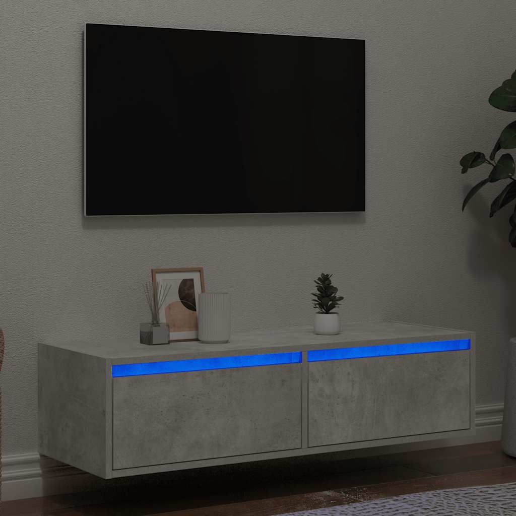 vidaXL Tv-meubel met LED-verlichting 100X35,5x25 cm betongrijs