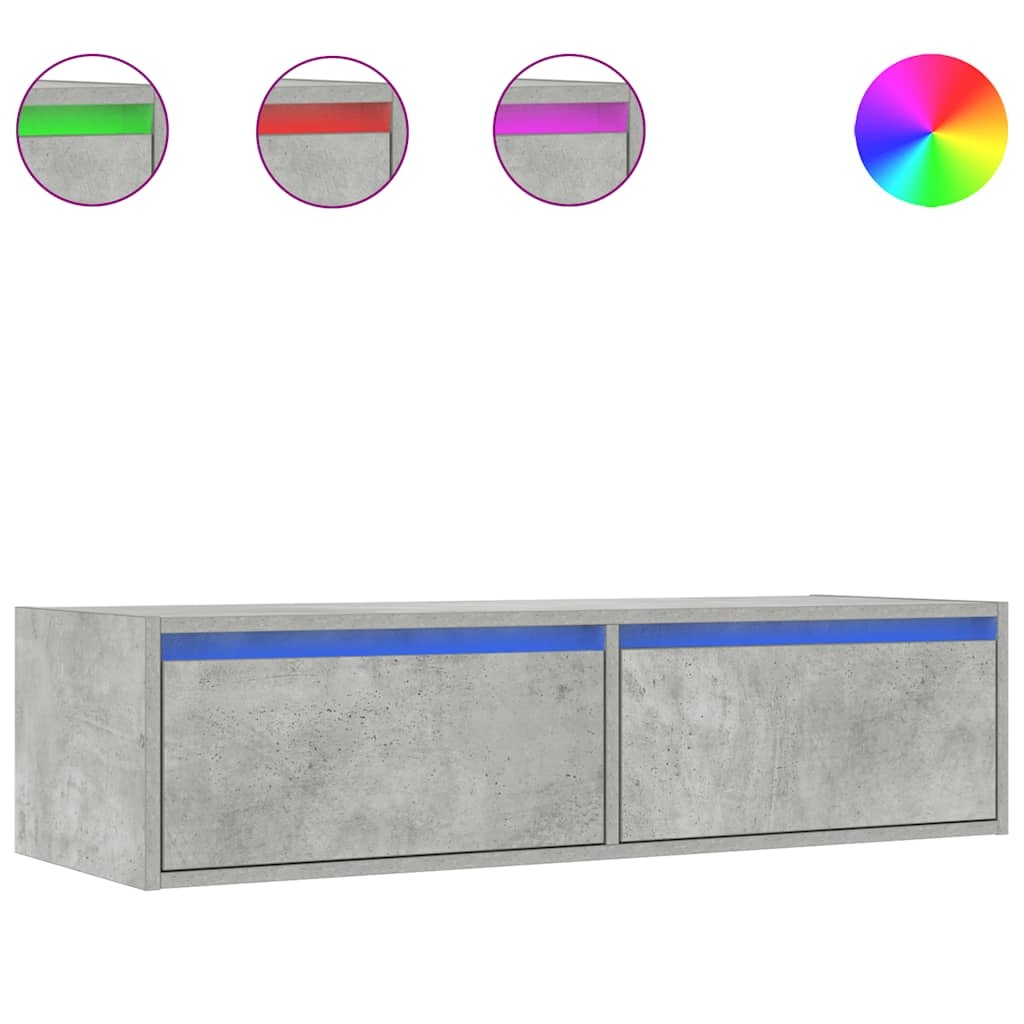 vidaXL Tv-meubel met LED-verlichting 100X35,5x25 cm betongrijs