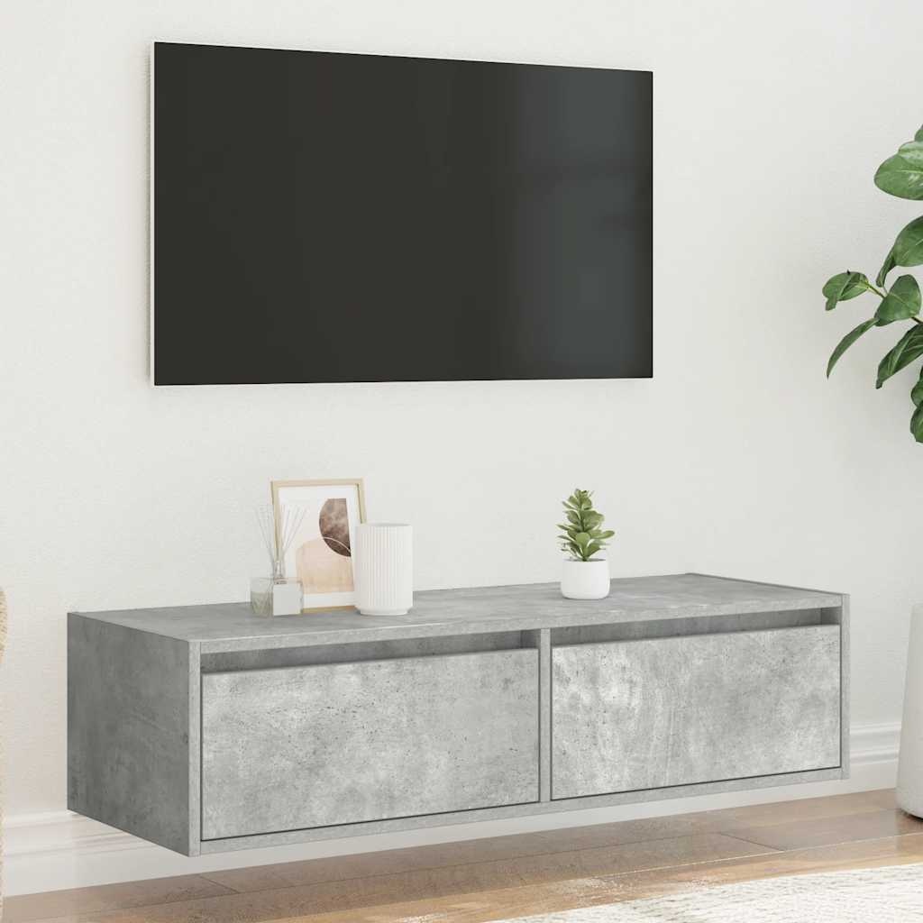 vidaXL Tv-meubel met LED-verlichting 100X35,5x25 cm betongrijs