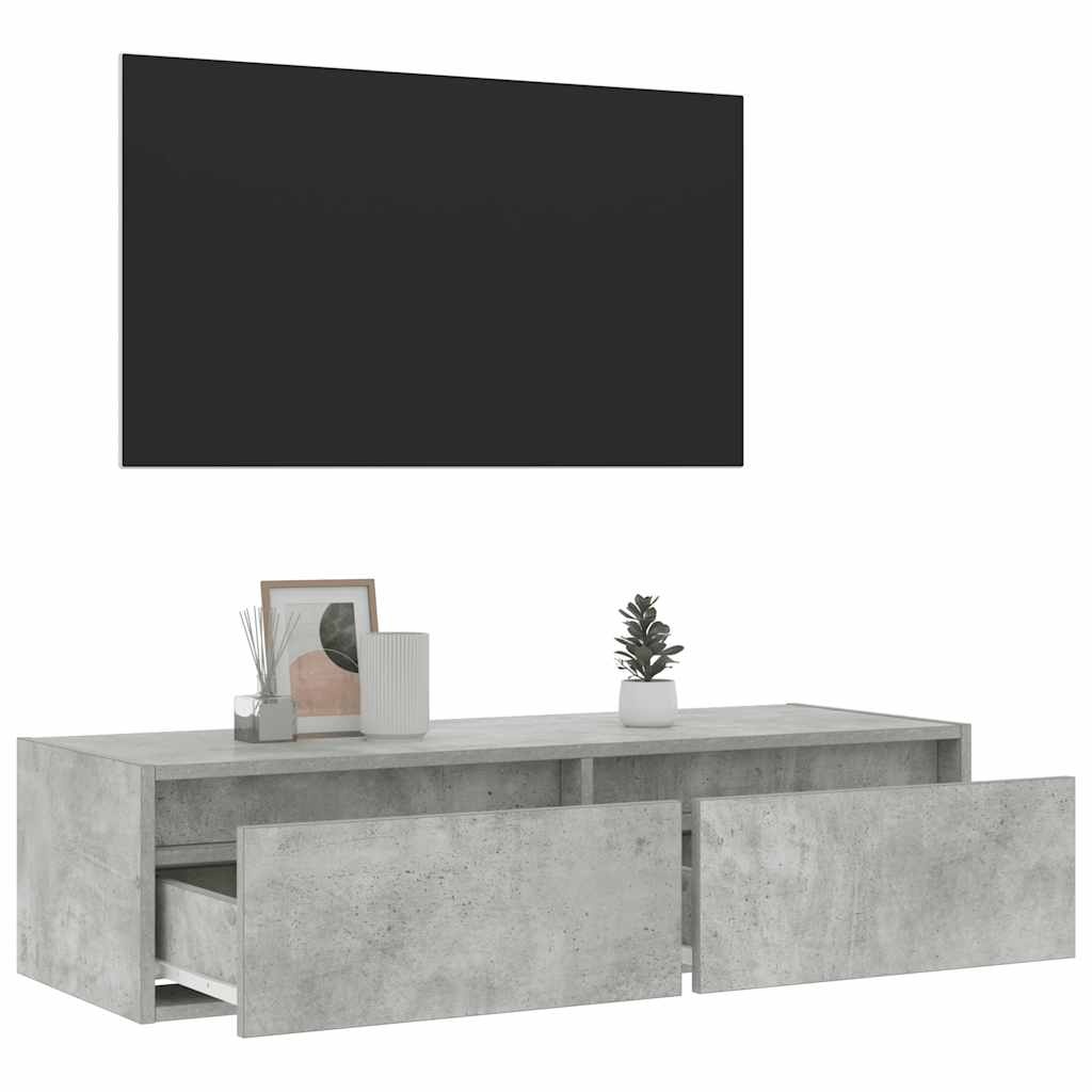 vidaXL Tv-meubel met LED-verlichting 100X35,5x25 cm betongrijs