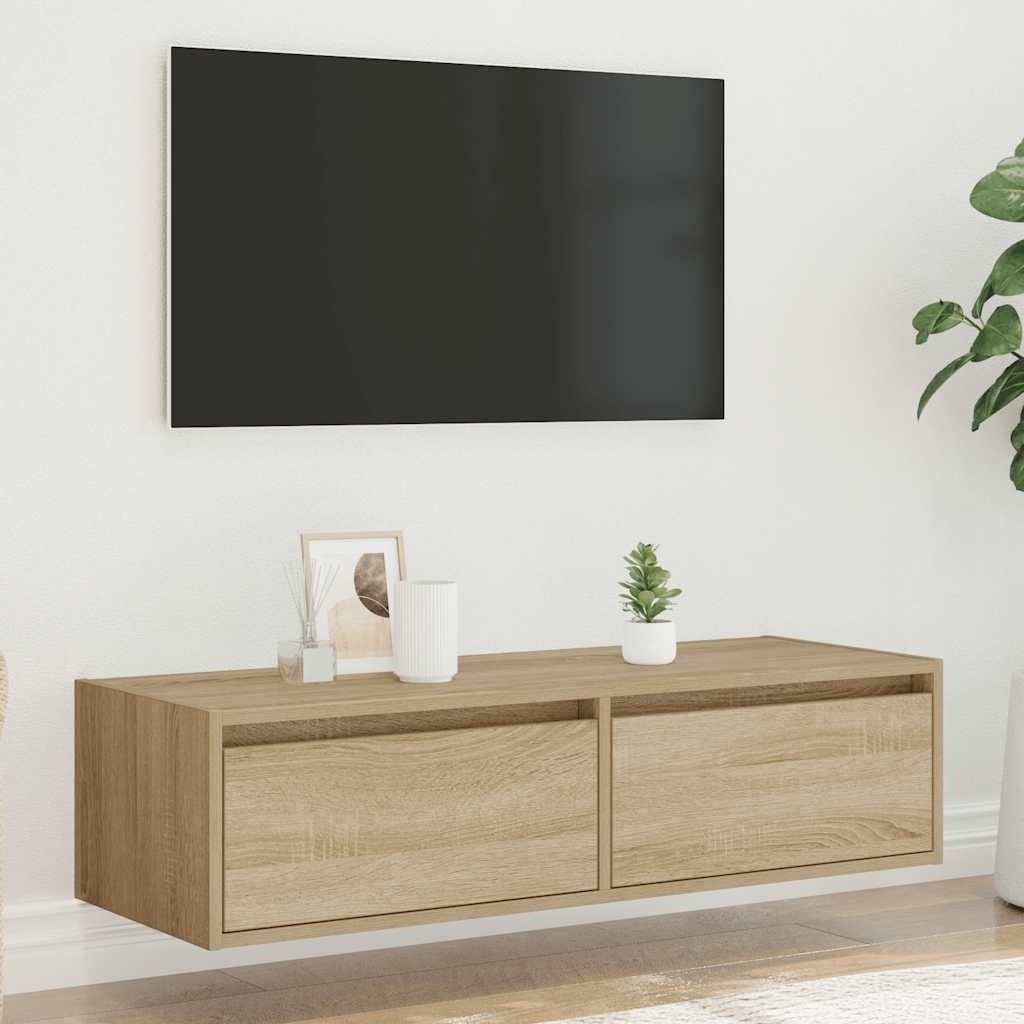 vidaXL Tv-meubel LED-verlichting 100X35,5x25 cm sonoma eikenkleurig
