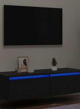 vidaXL Tv-meubel met LED-verlichting 100X35,5x25 cm zwart eikenkleurig