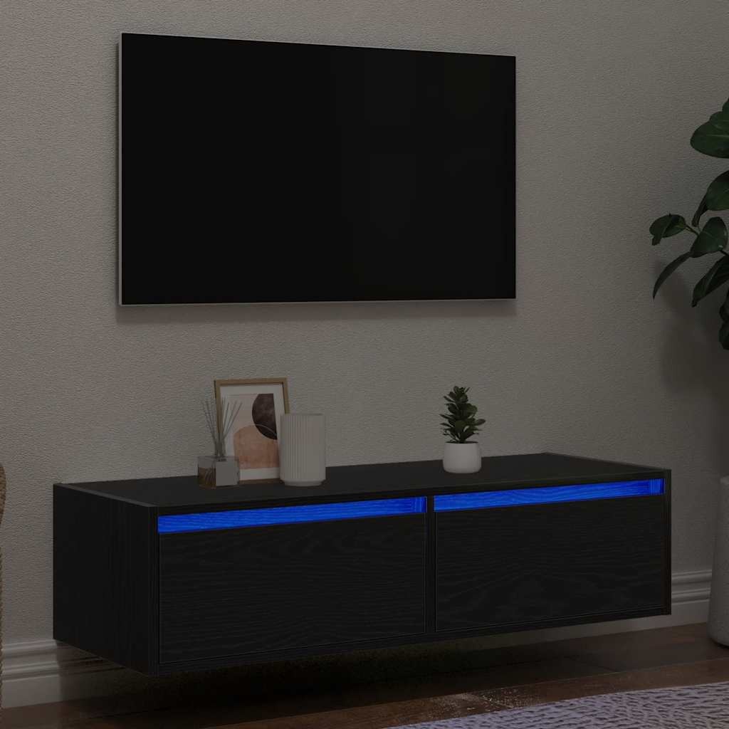 vidaXL Tv-meubel met LED-verlichting 100X35,5x25 cm zwart eikenkleurig