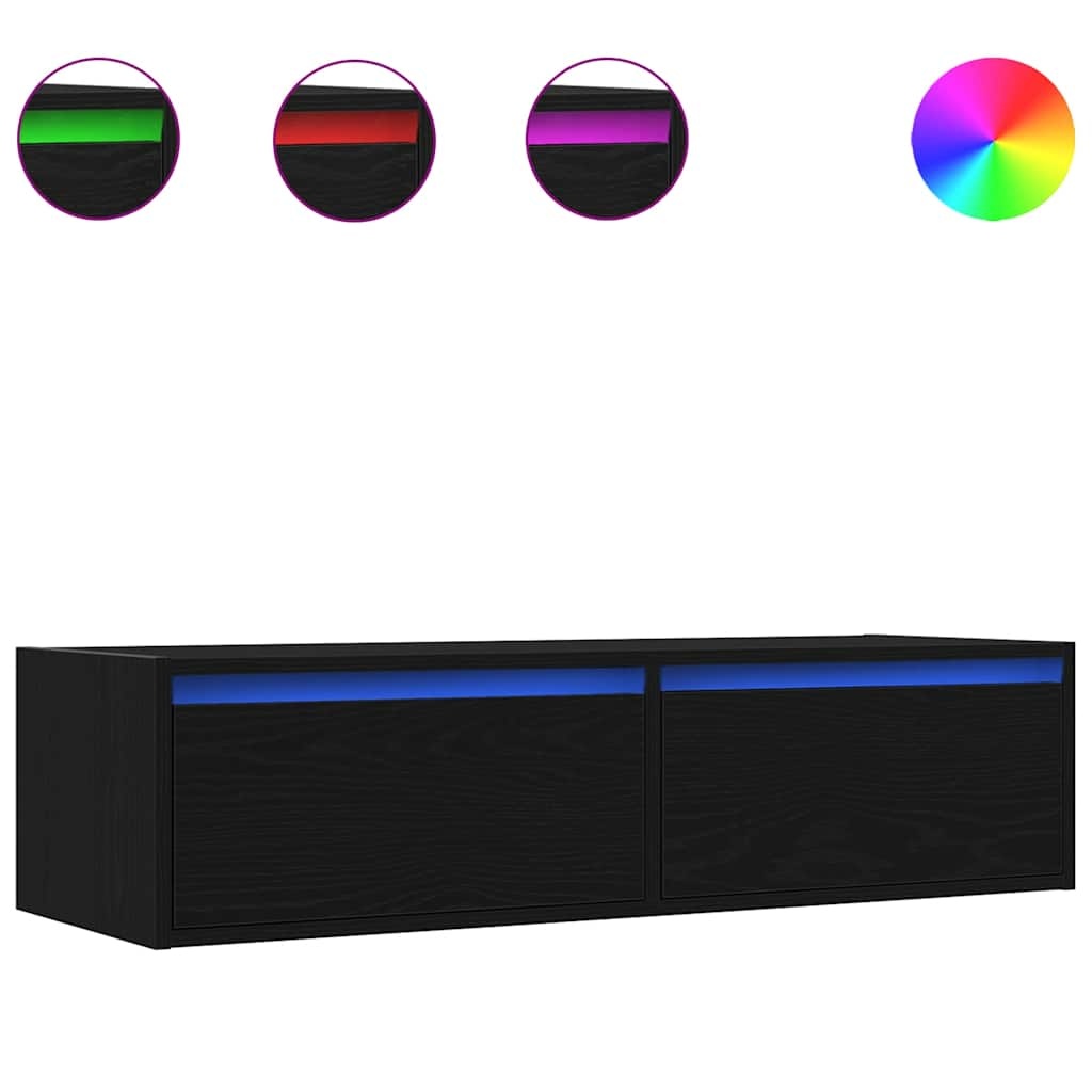 vidaXL Tv-meubel met LED-verlichting 100X35,5x25 cm zwart eikenkleurig