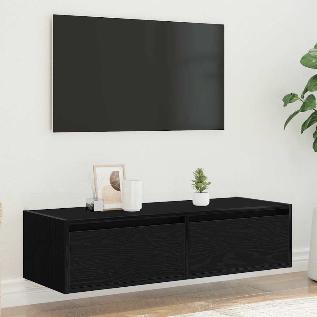 vidaXL Tv-meubel met LED-verlichting 100X35,5x25 cm zwart eikenkleurig